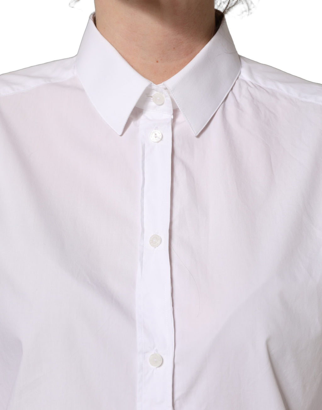 Dolce & Gabbana White Cotton Long Sleeve Button-Up Shirt Top