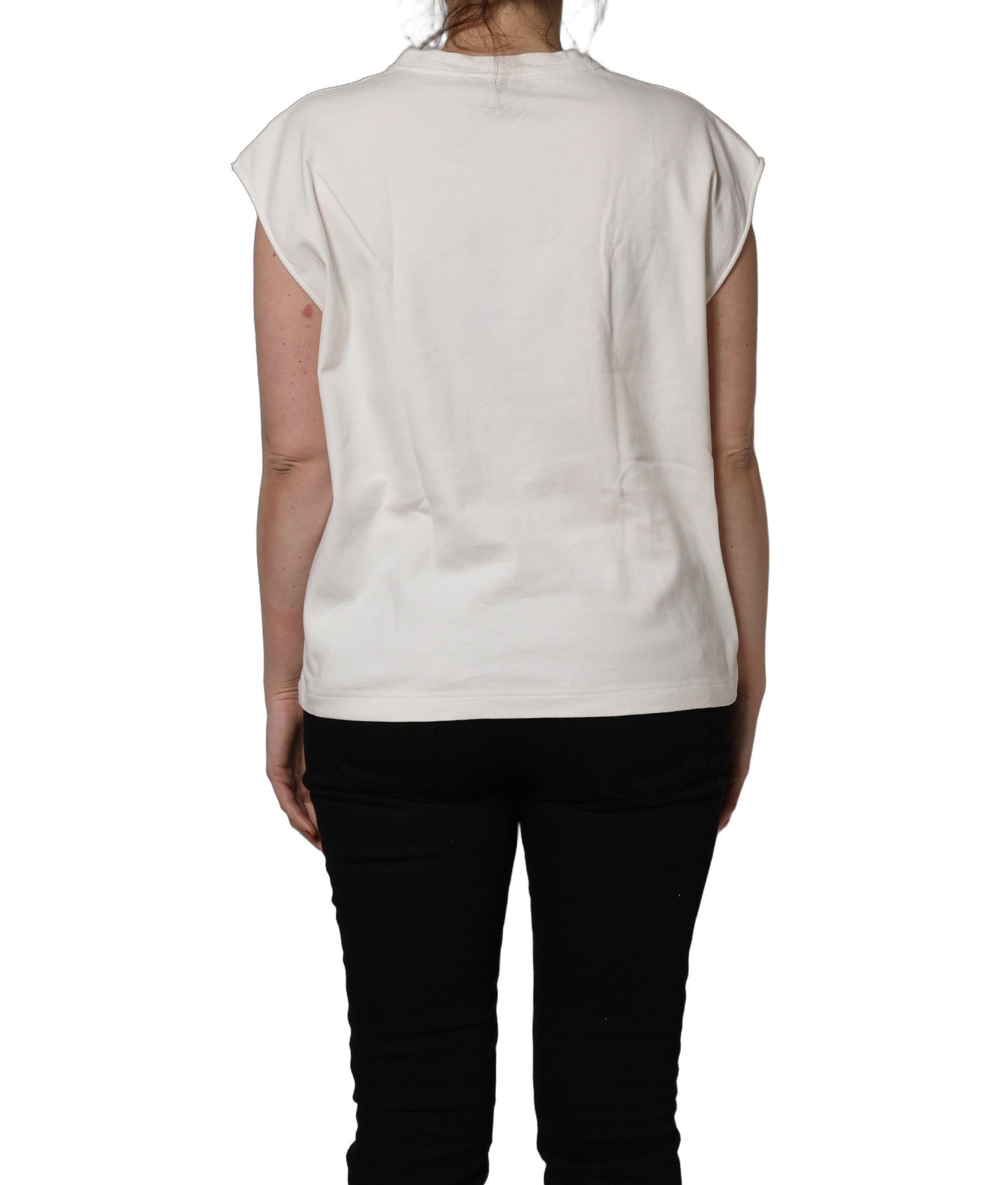 Dolce & Gabbana White Cotton Graphic Sleeveless Tank Top
