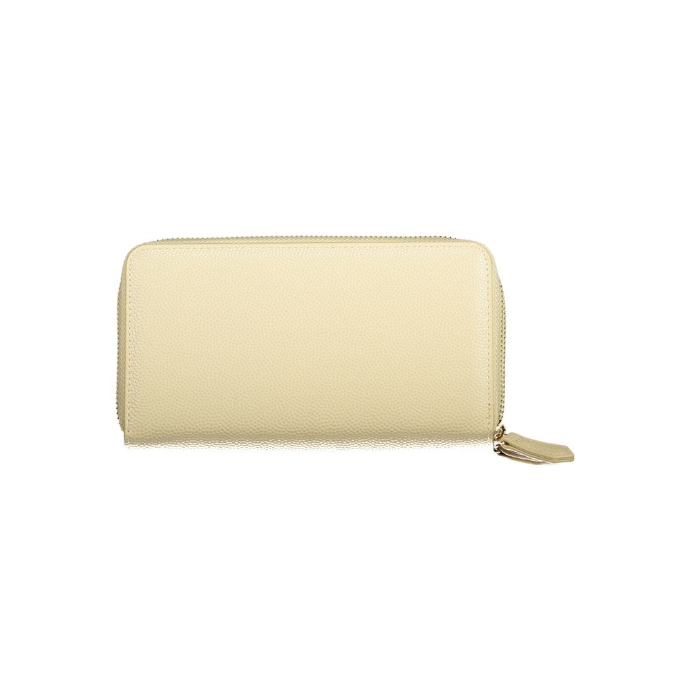 Mario Valentino Beige Polyurethane Women's Wallet with Coin Purse and Card Spaces