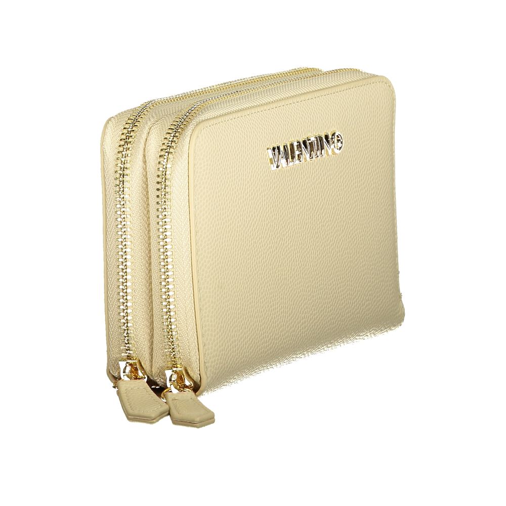Mario Valentino Beige Polyurethane Women's Wallet with Coin Purse and Card Spaces