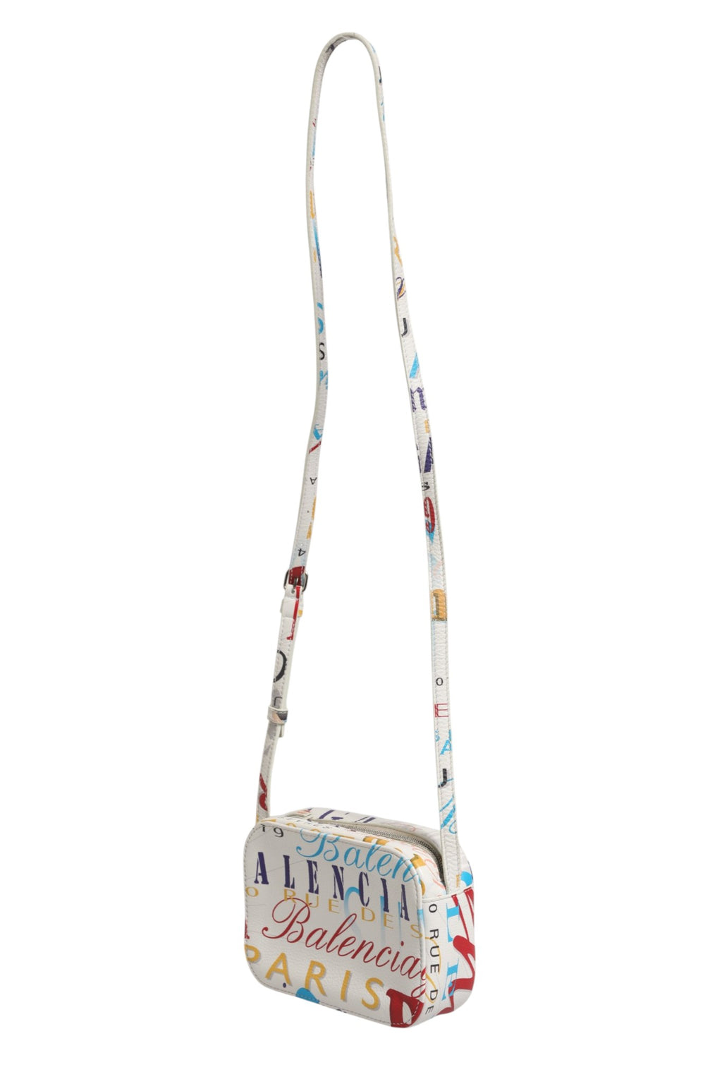 Balenciaga White Graffiti Print Leather Mini City Handbag