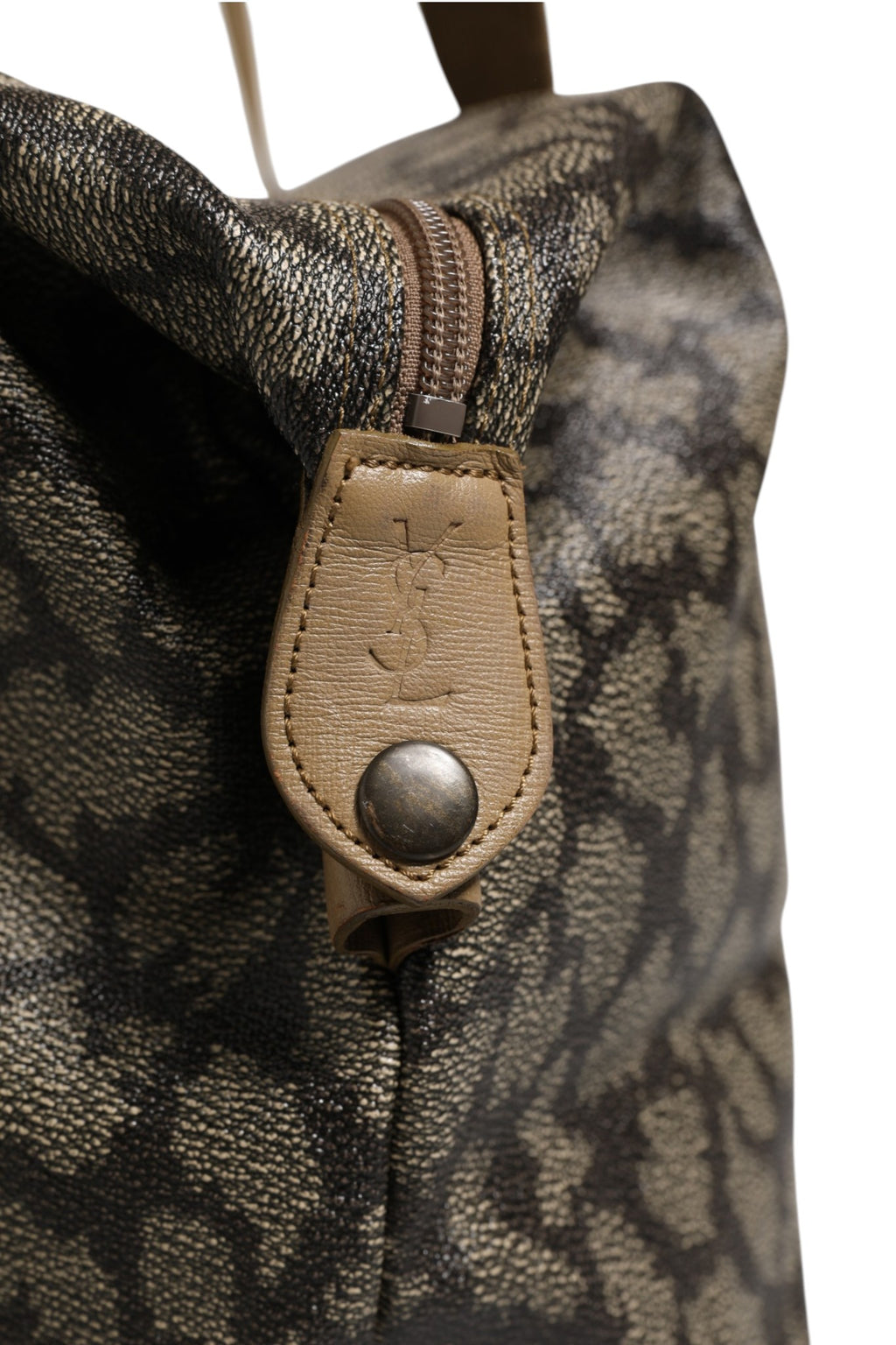 Saint Laurent Green and Brown Pattern Canvas Duffel Bag
