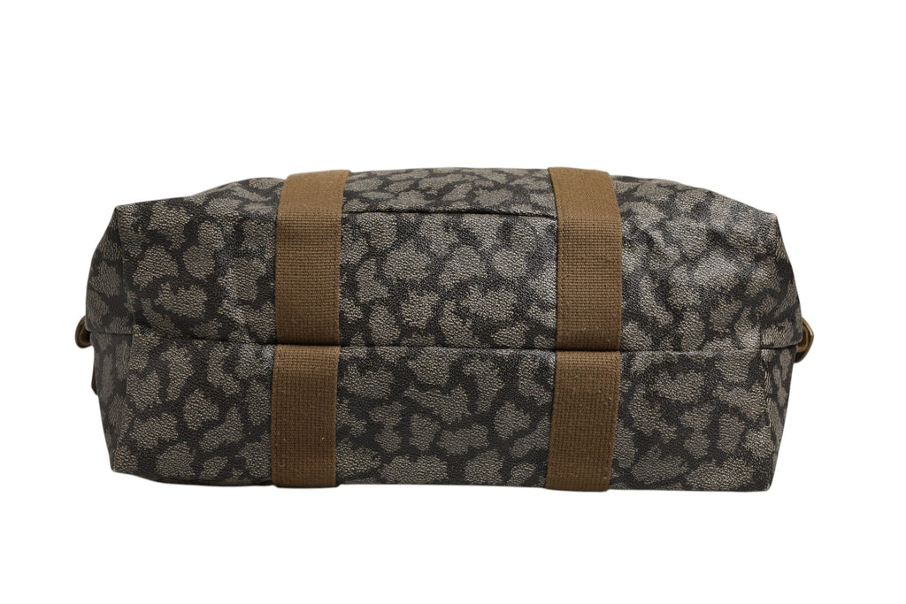 Saint Laurent Green and Brown Pattern Canvas Duffel Bag