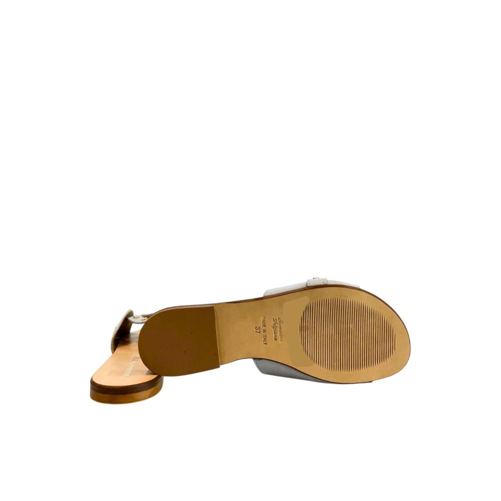 Borbonese Grey Leather Women Sandal