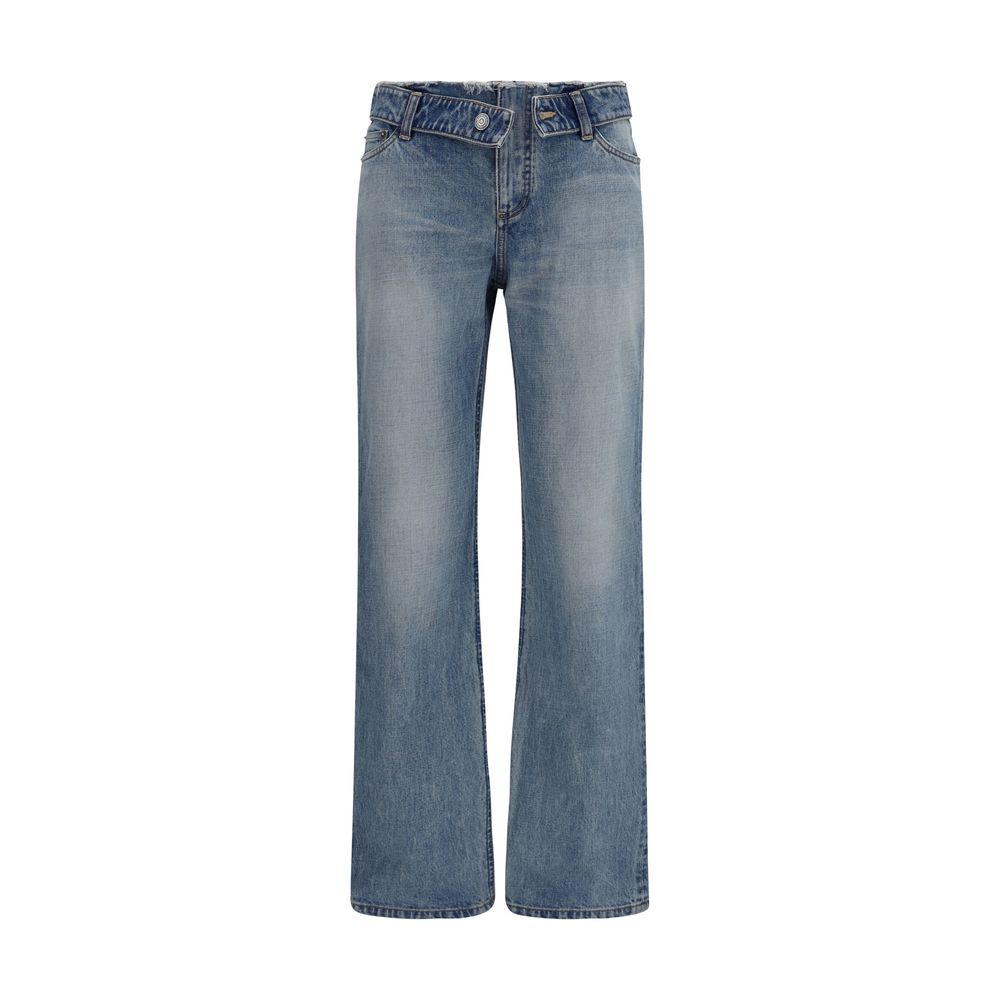 Alexander McQueen Blue Cotton Straight-Leg Jeans