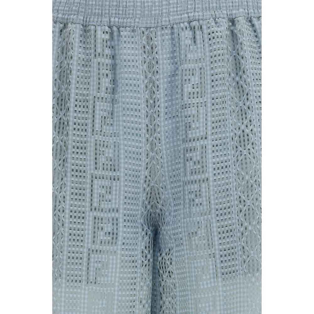 Fendi Blue Viscose Casual Pants