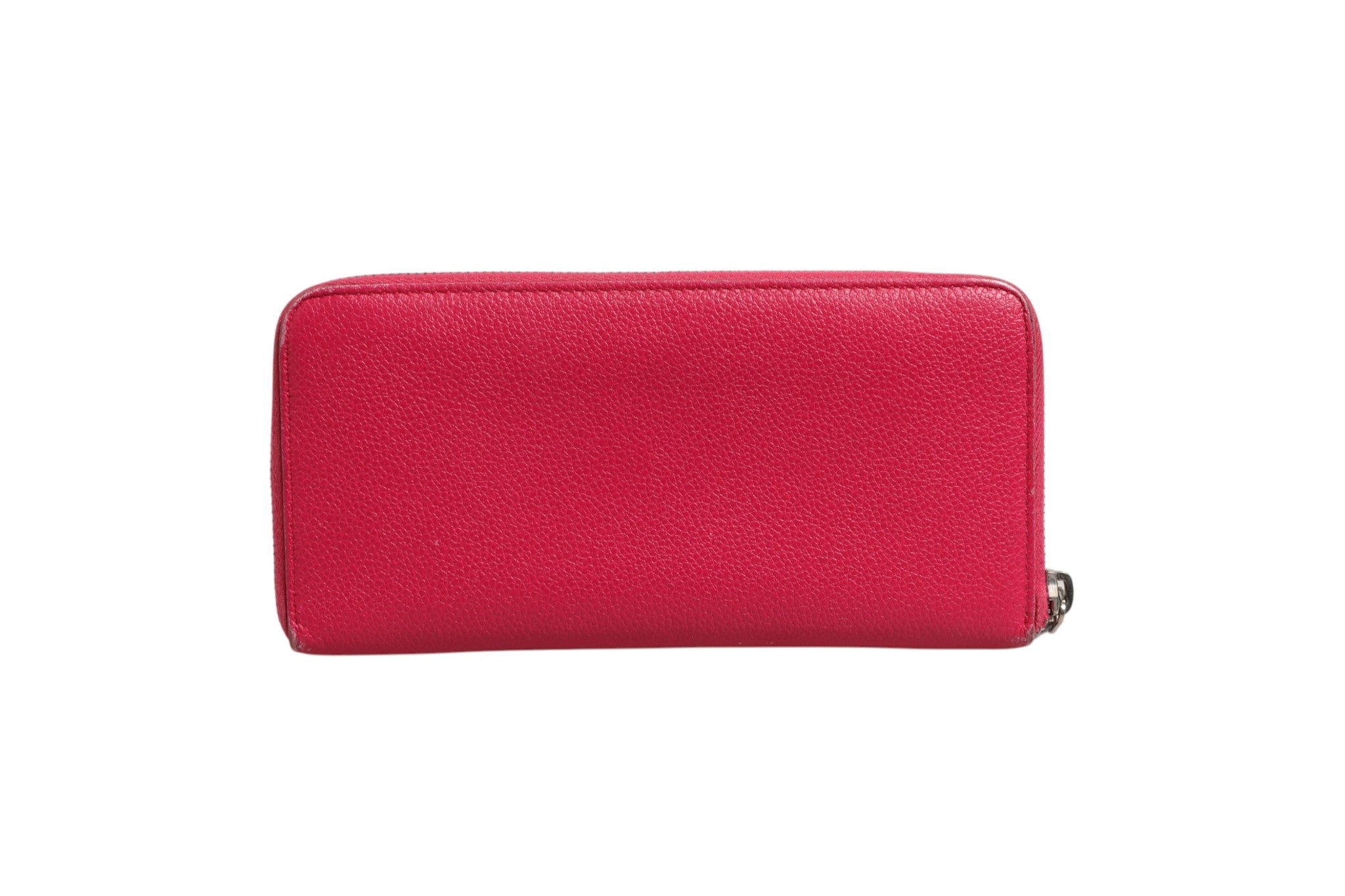 Saint Laurent Magenta and Silver logo wallet