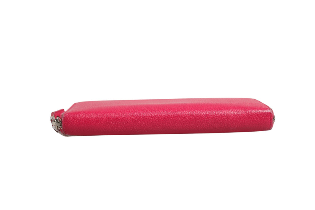 Saint Laurent Magenta and Silver logo wallet