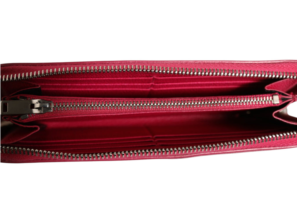 Saint Laurent Magenta and Silver logo wallet
