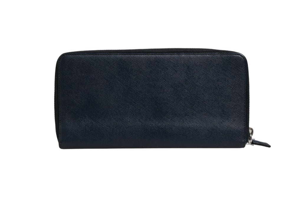 Prada Navy Oliver Embossed Leather Zip-Around Wallet