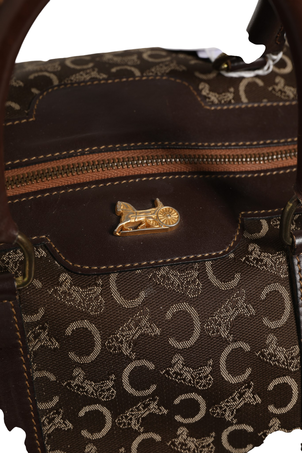 Celine Dark brown and Gold logo duffel