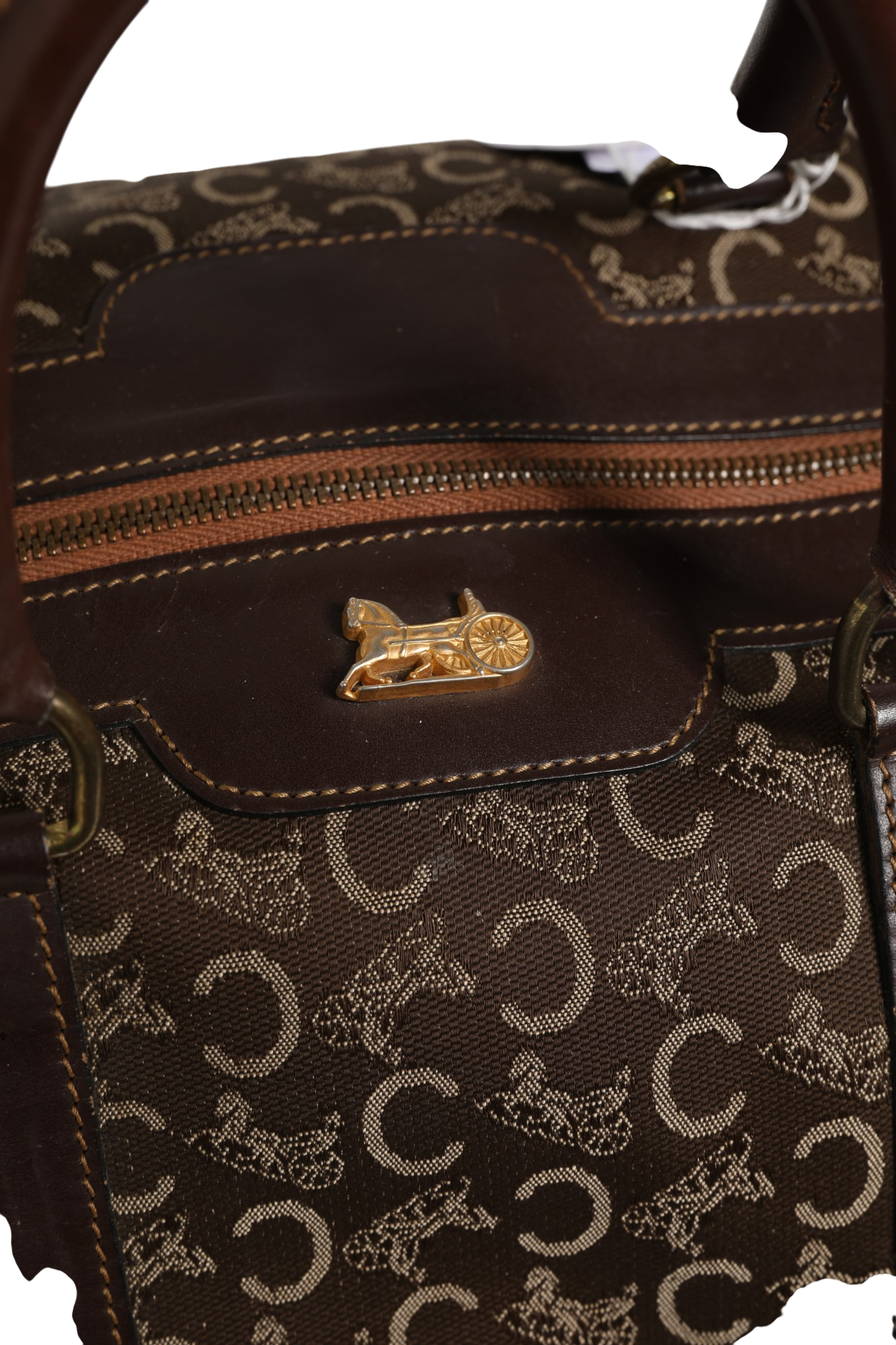 Celine Dark brown and Gold logo duffel
