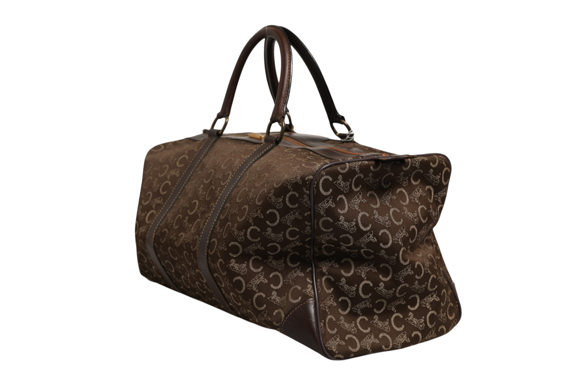 Celine Dark brown and Gold logo duffel
