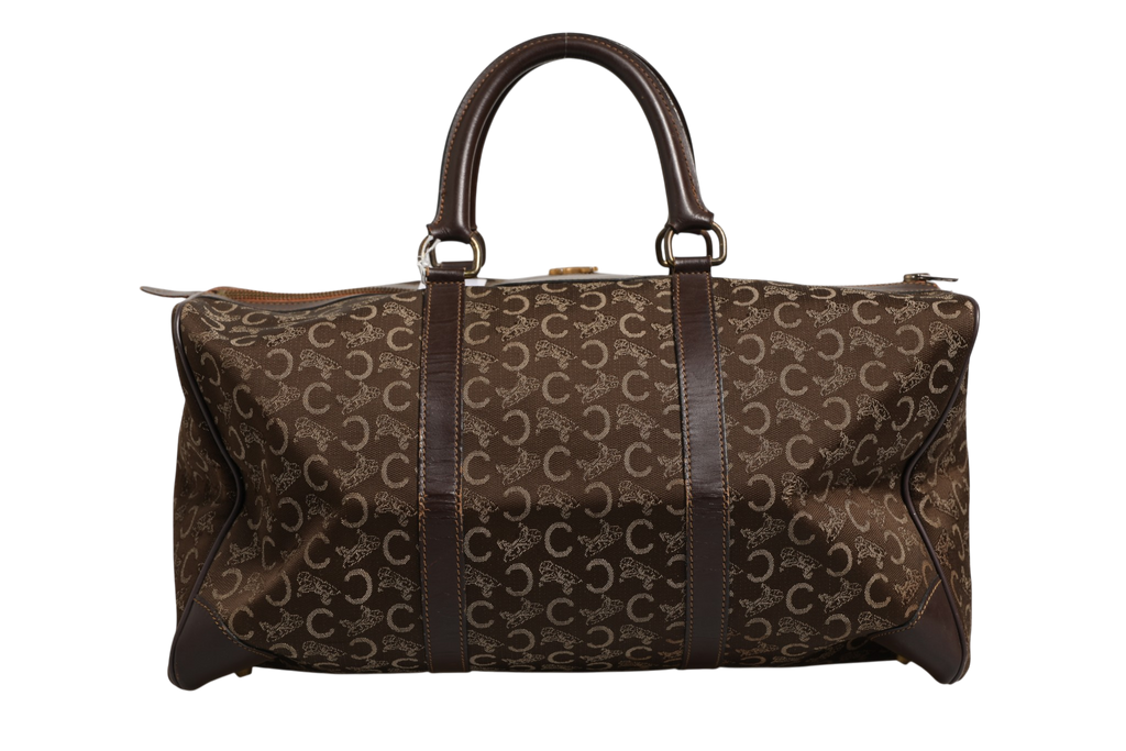 Celine Dark brown and Gold logo duffel
