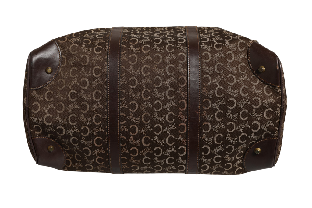 Celine Dark brown and Gold logo duffel