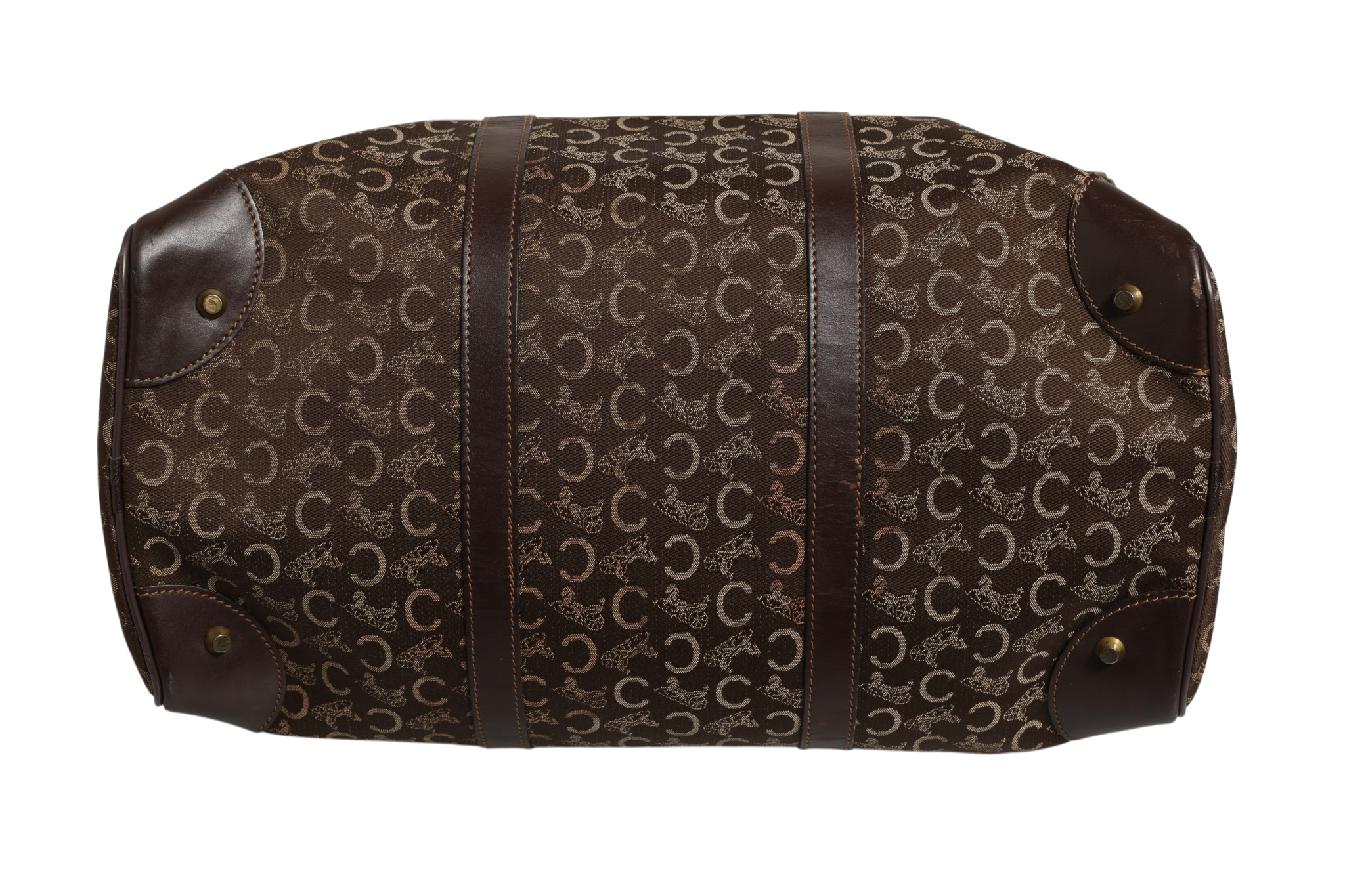 Celine Dark brown and Gold logo duffel