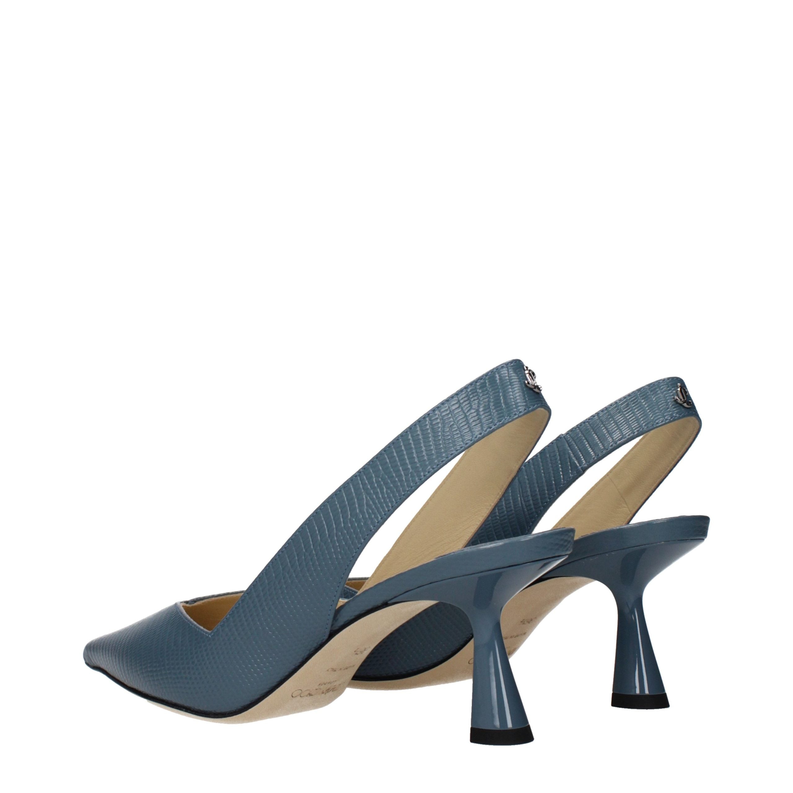 Jimmy Choo Blue Leather Mid Heel Pumps