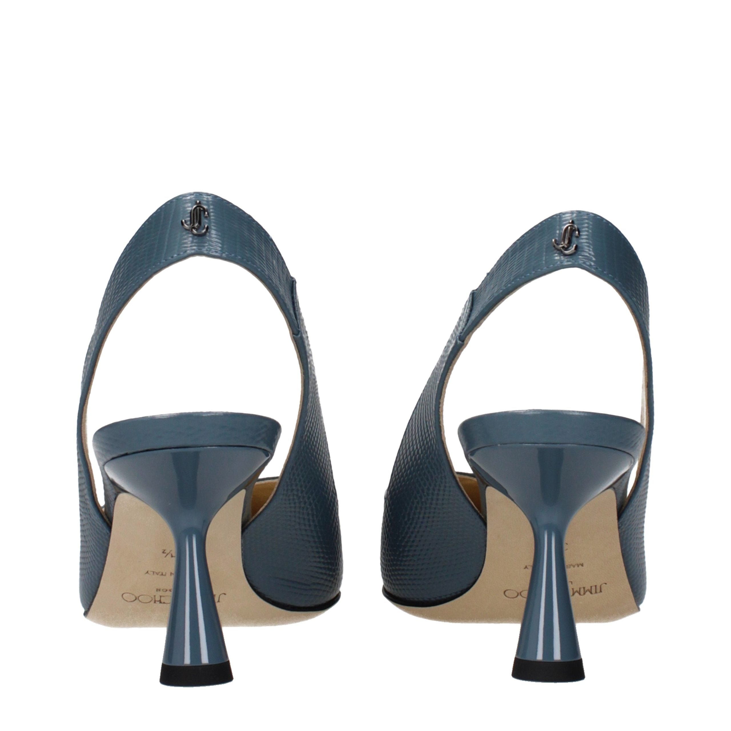 Jimmy Choo Blue Leather Mid Heel Pumps