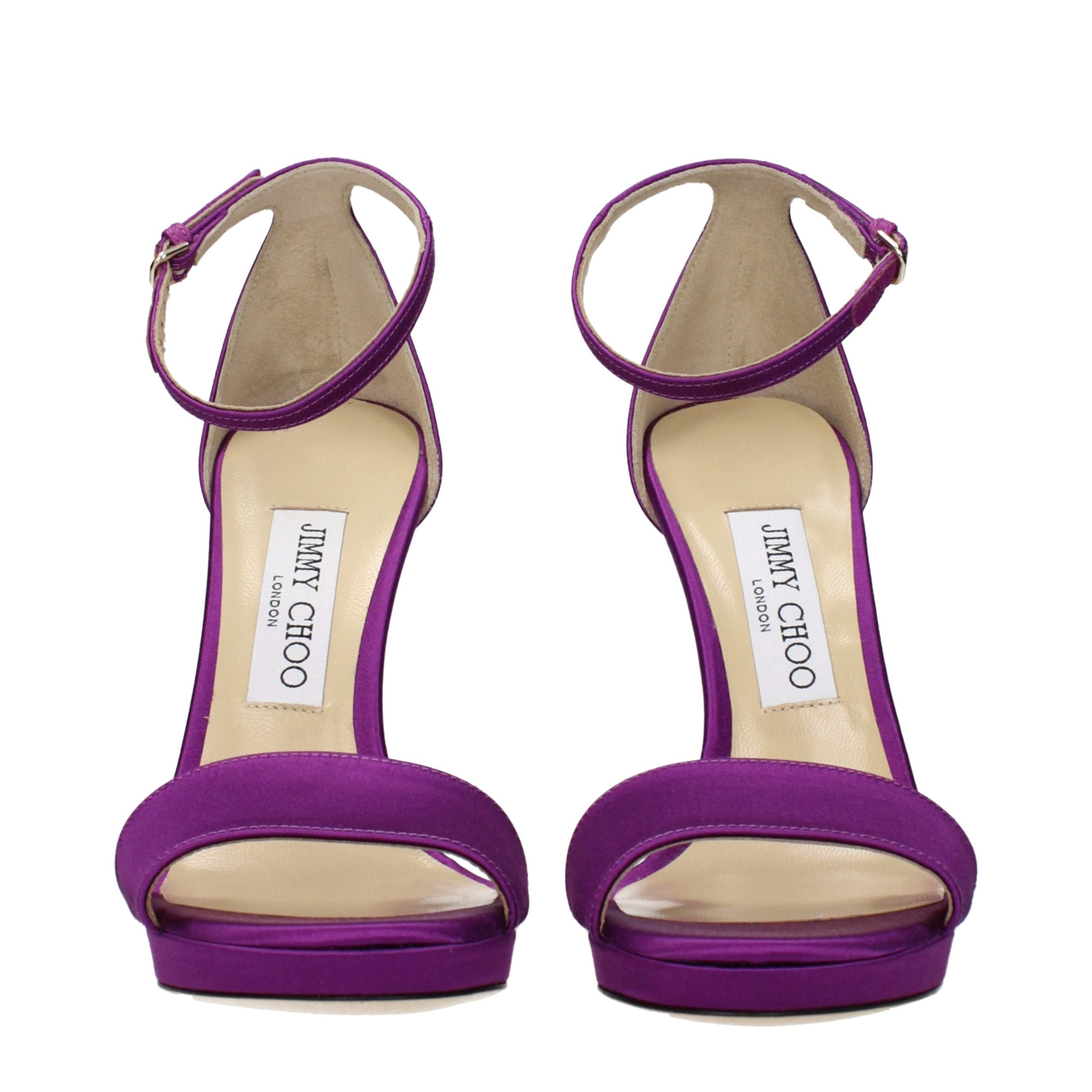 Jimmy Choo Purple Satin Platform Sandals