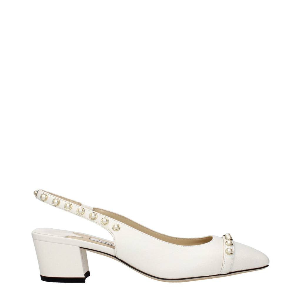 Jimmy Choo White Leather Flat Sandals