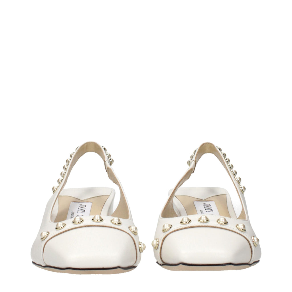 Jimmy Choo White Leather Flat Sandals