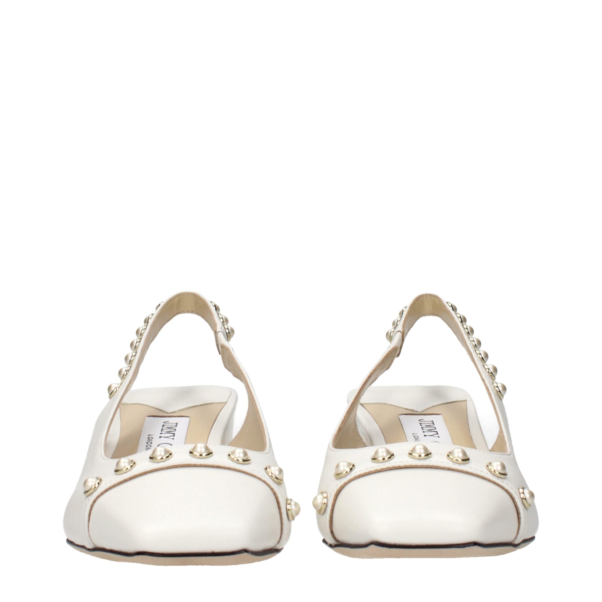 Jimmy Choo White Leather Flat Sandals