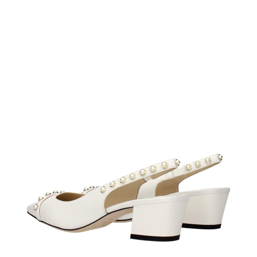 Jimmy Choo White Leather Flat Sandals