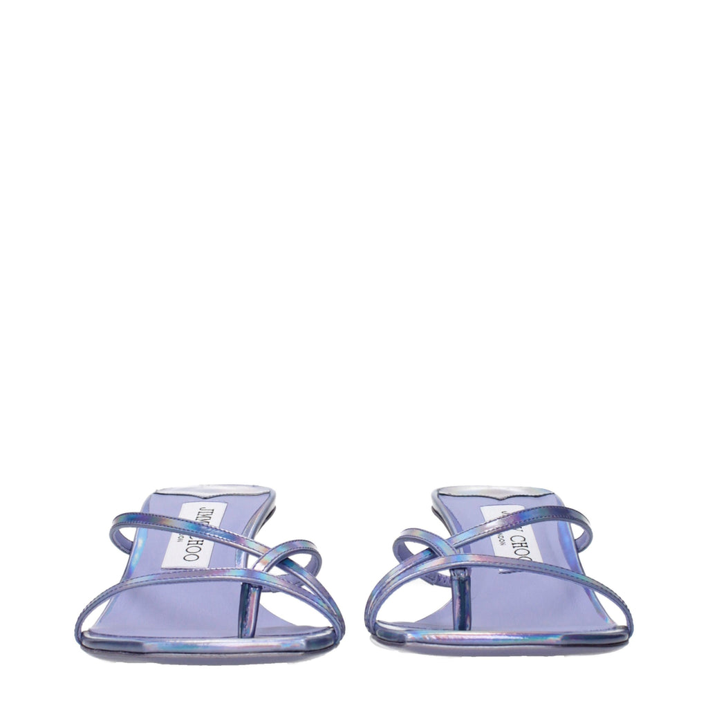 Jimmy Choo Purple Leather Flat Sandals