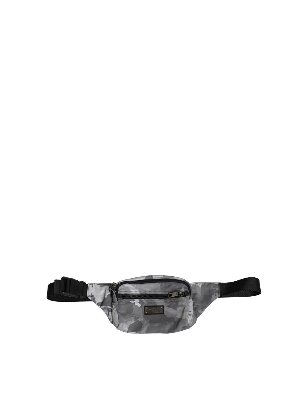 Dolce & Gabbana Black Nylon Brass Plate Camouflage Waist Fanny Pack Bag