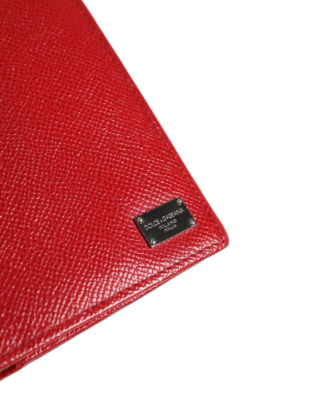 Dolce & Gabbana Red Dauphine Leather ID Men Card Holder Bifold Wallet