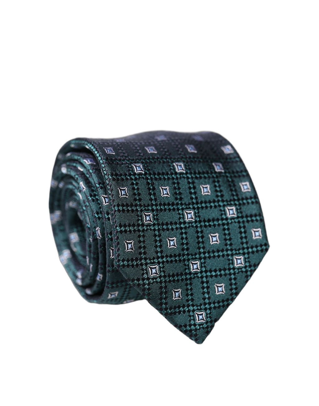Dolce & Gabbana Dark Green Patterned Silk Adjustable Men Necktie Tie