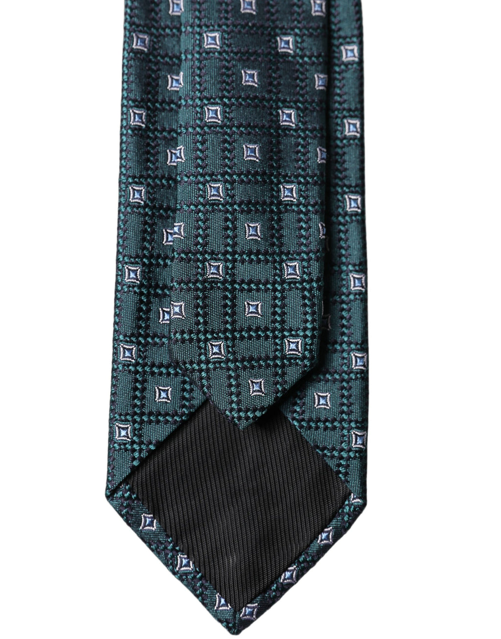 Dolce & Gabbana Dark Green Patterned Silk Adjustable Men Necktie Tie