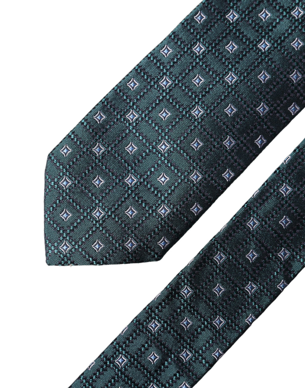 Dolce & Gabbana Dark Green Patterned Silk Adjustable Men Necktie Tie
