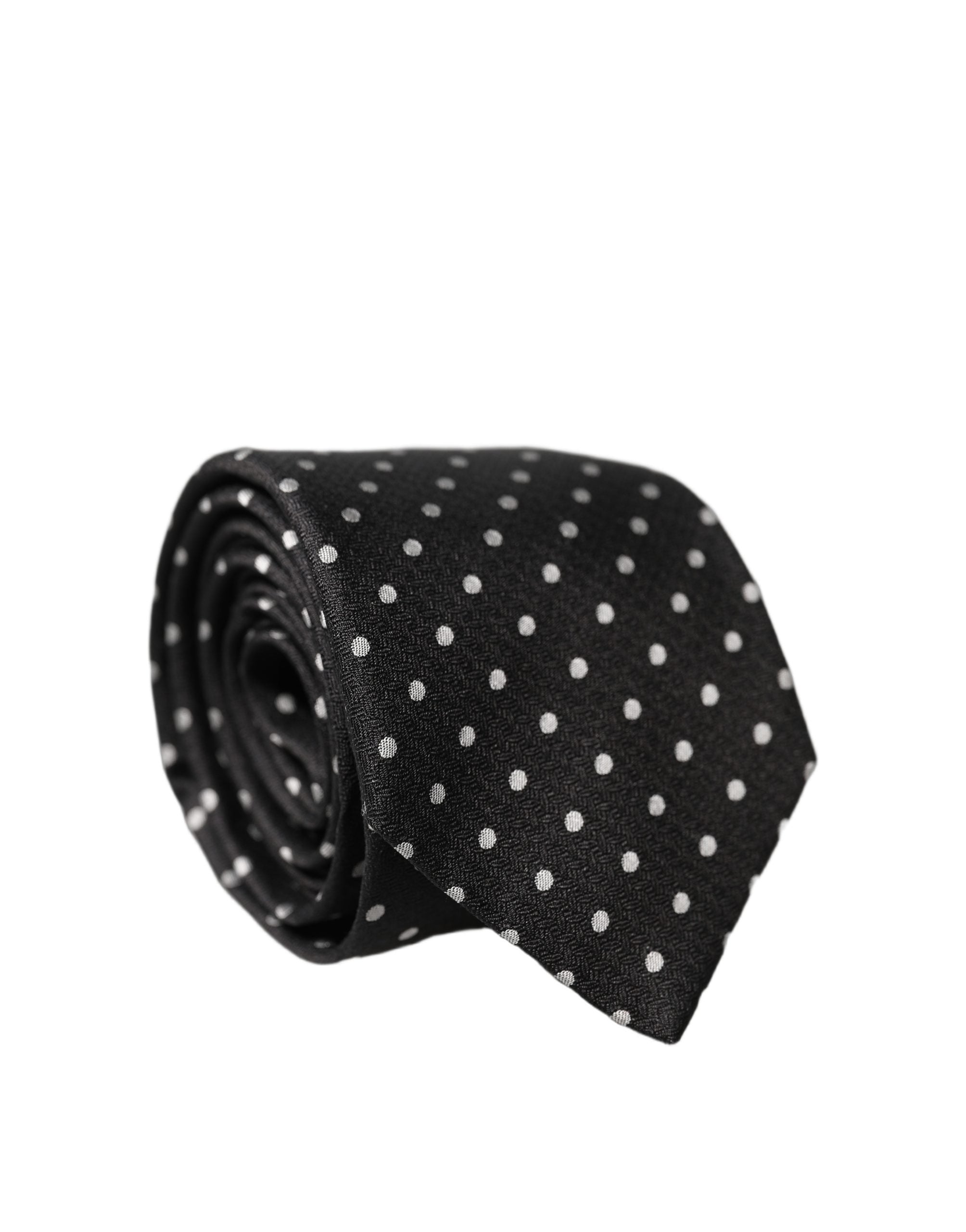 Dolce & Gabbana Black White Polka Dots Silk Adjustable Men Necktie Tie