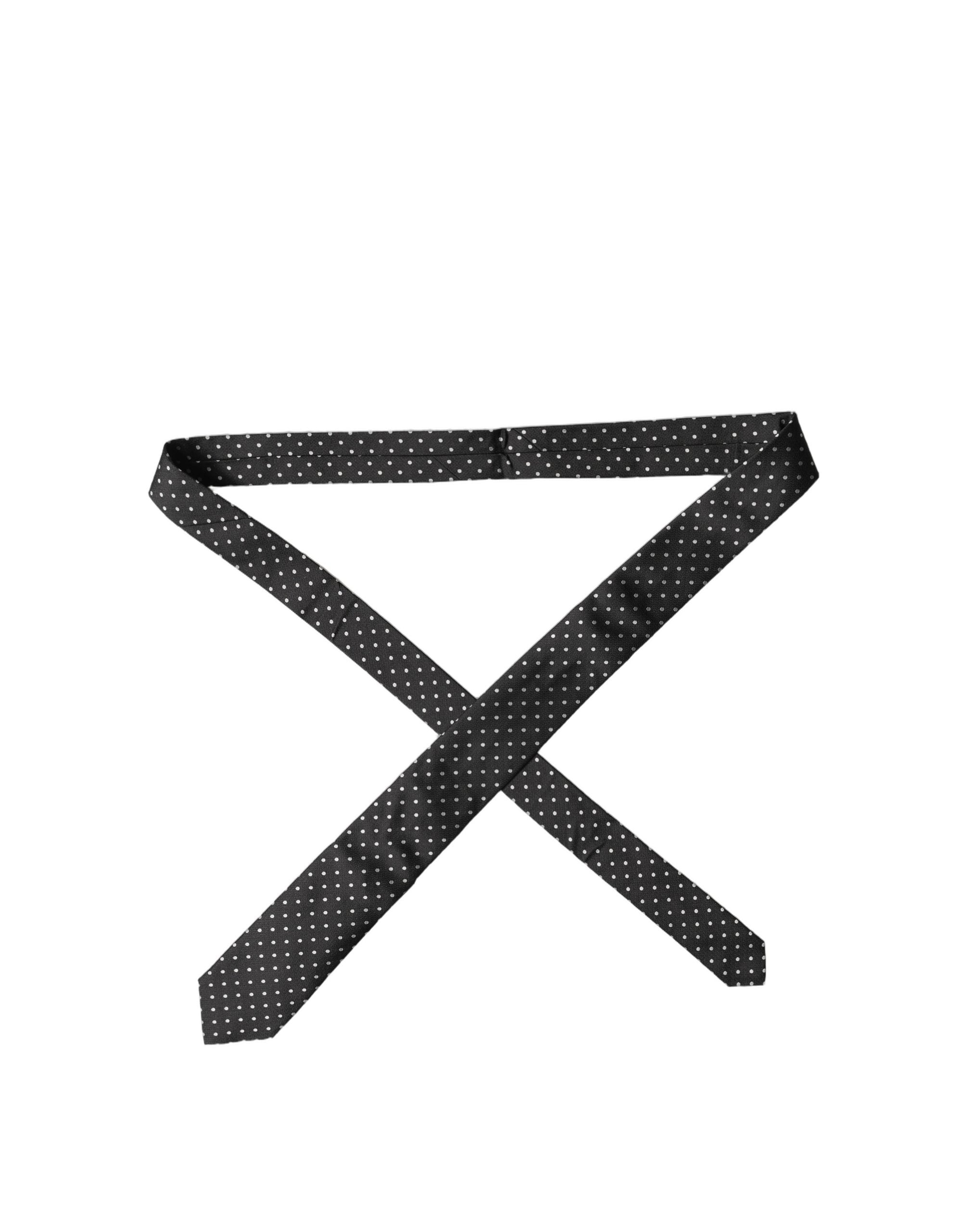 Dolce & Gabbana Black White Polka Dots Silk Adjustable Men Necktie Tie