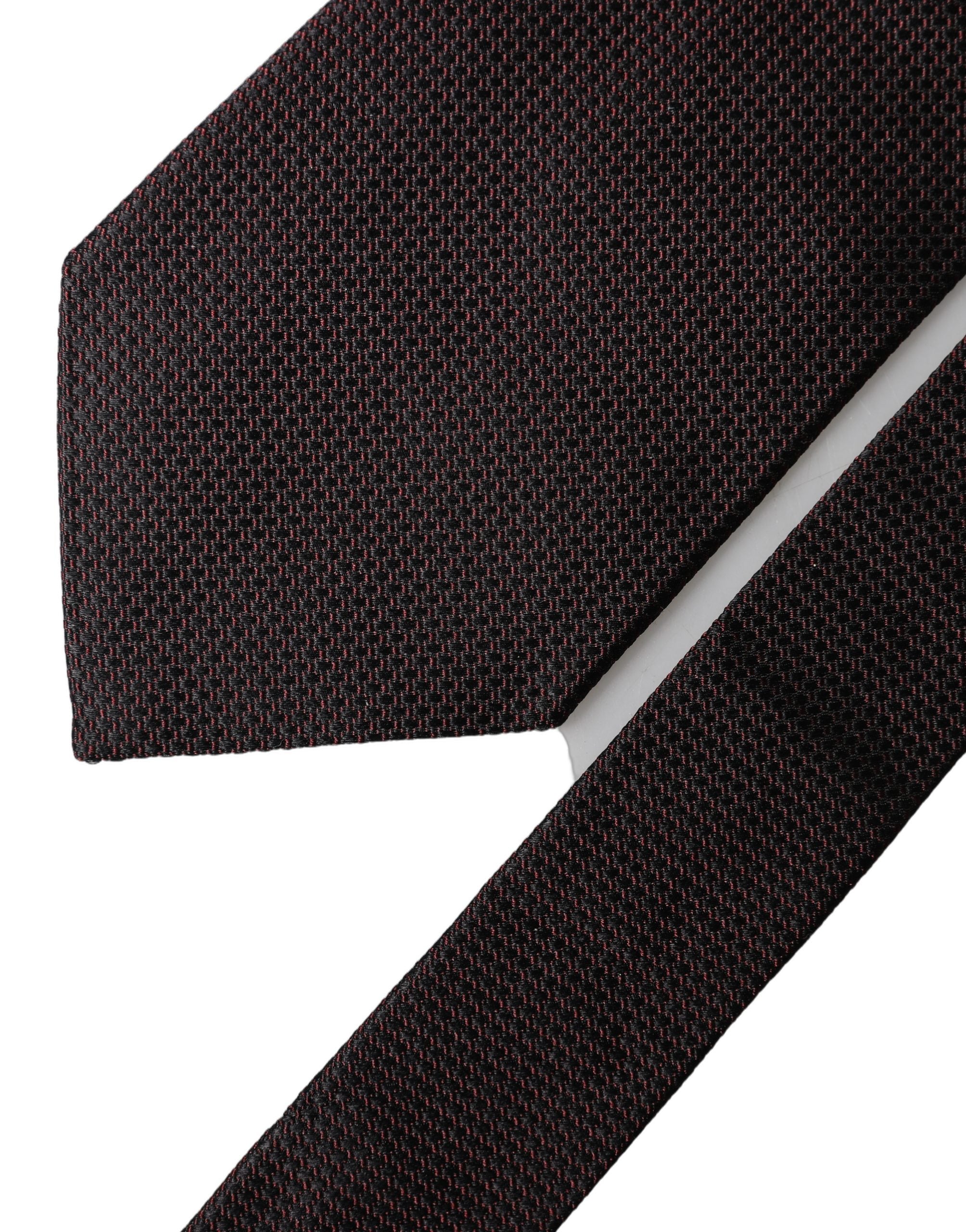 Dolce & Gabbana Black Red Patterned 100% Silk Adjustable Men Necktie Tie