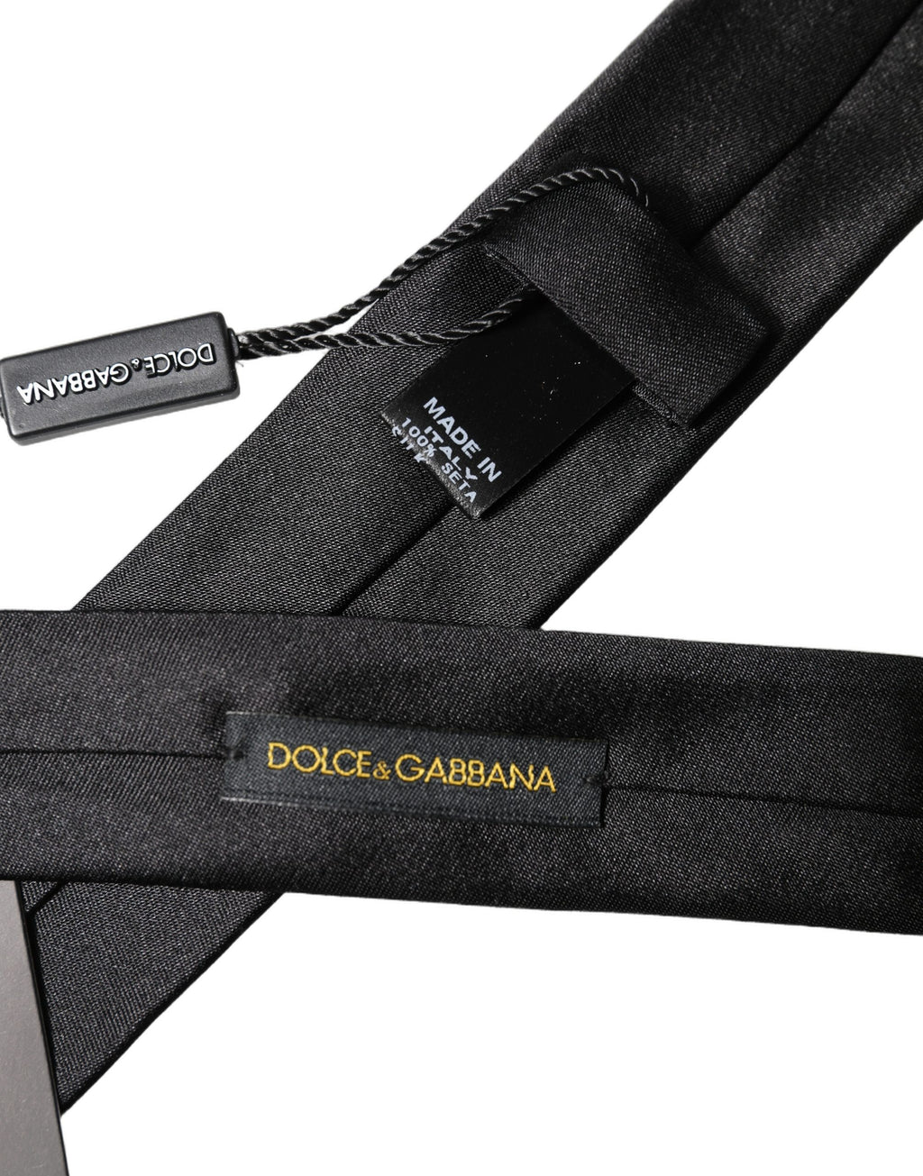 Dolce & Gabbana Black D&G Embroidery Silk Adjustable Men Necktie Tie