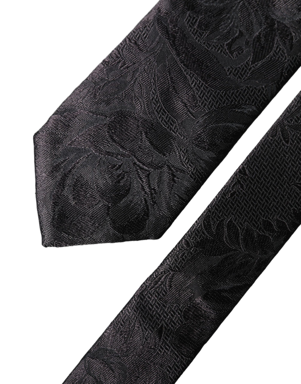 Dolce & Gabbana Black Floral Fantasy Silk Adjustable Men Necktie Tie