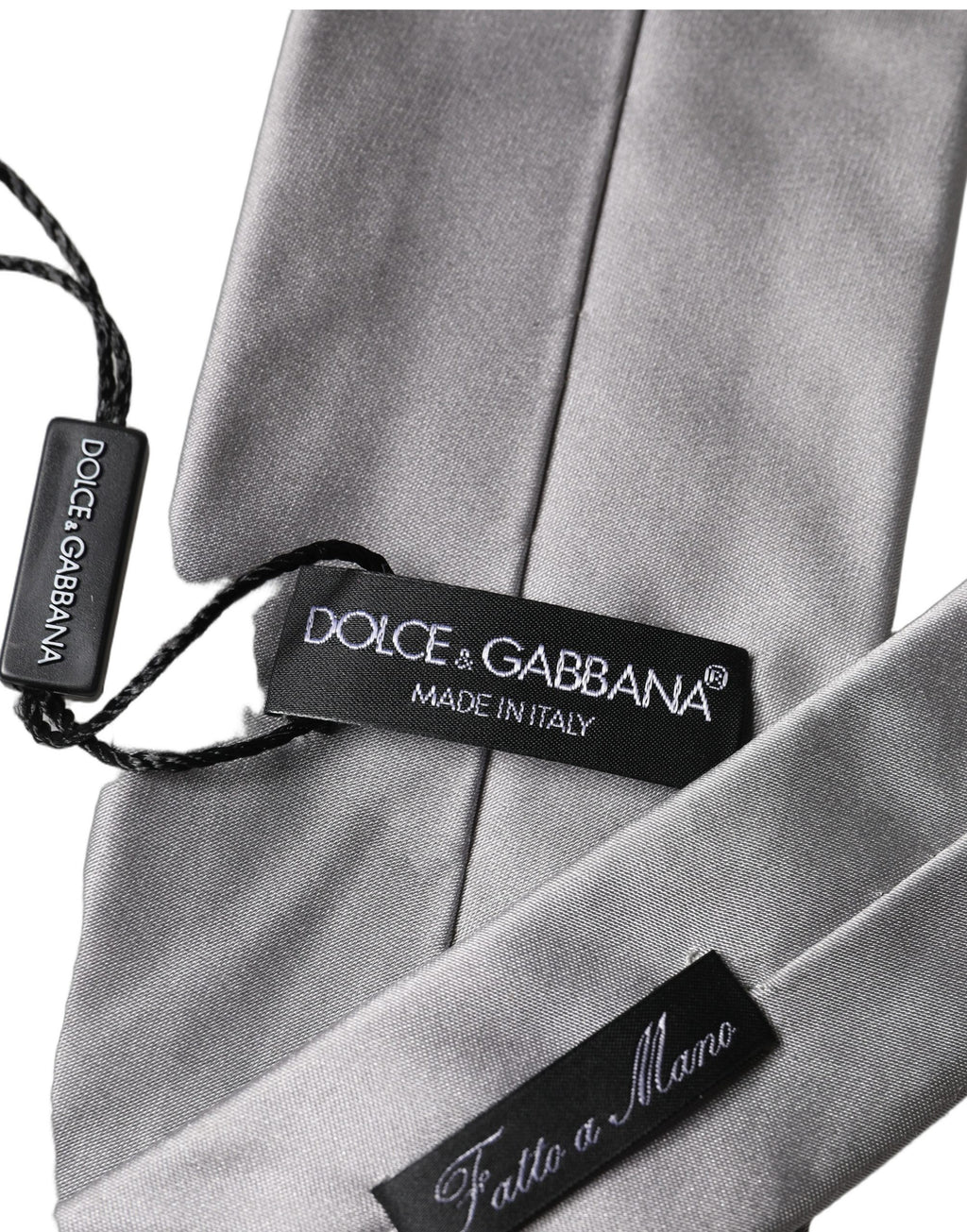 Dolce & Gabbana Gray Satin 100% Silk Adjustable Men Tied Necktie Tie