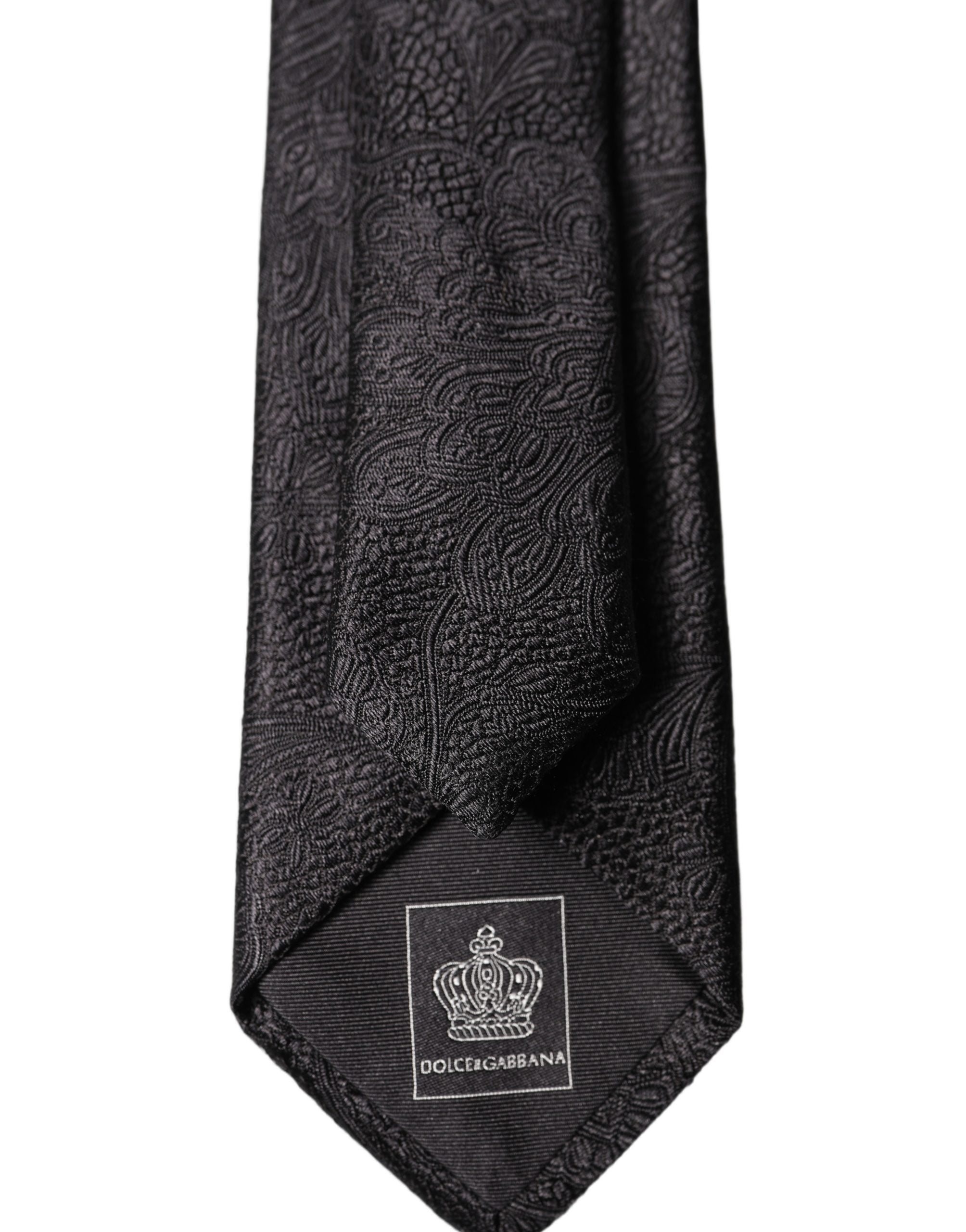 Dolce & Gabbana Black Solid 100% Silk Adjustable Men Tied Necktie Tie