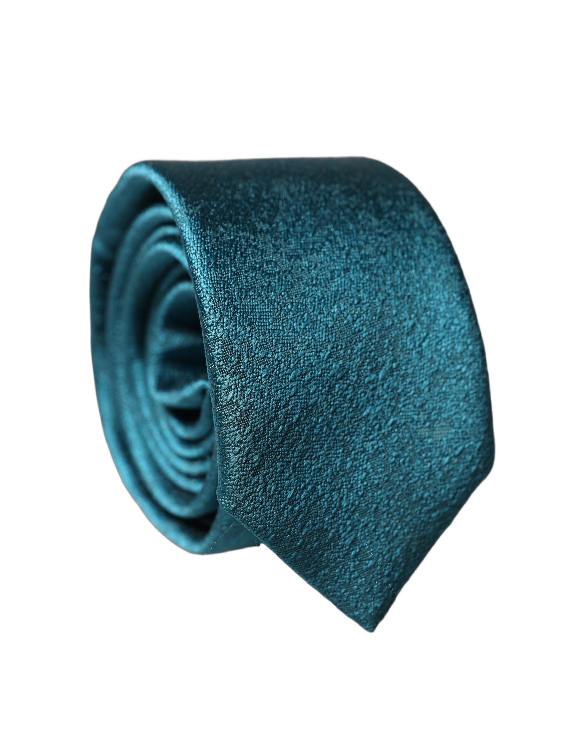 Dolce & Gabbana Deep Teal Solid Silk Adjustable Men Tied Necktie Tie
