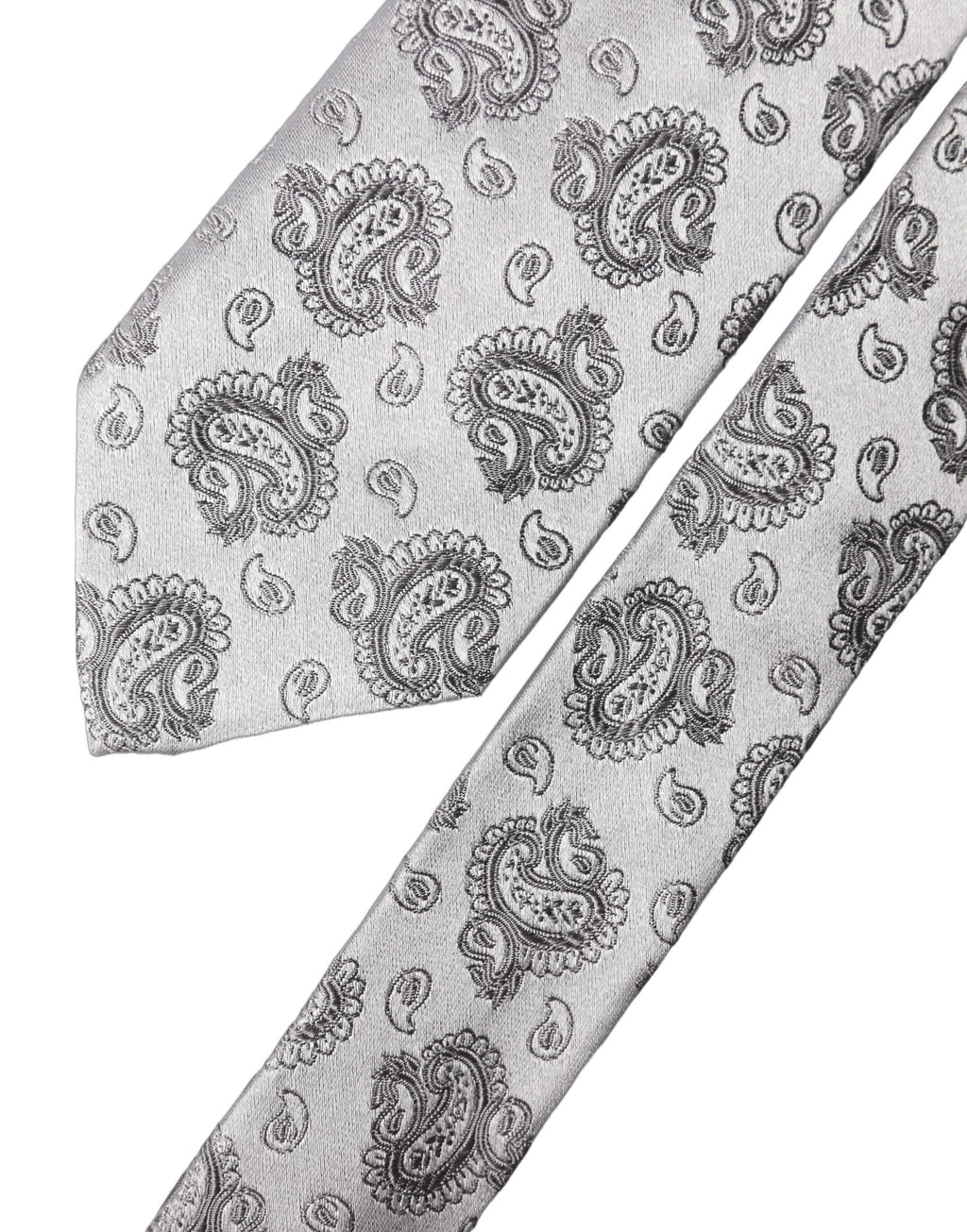 Dolce & Gabbana Silver Gray Paisley Silk Adjustable Men Tied Necktie Tie