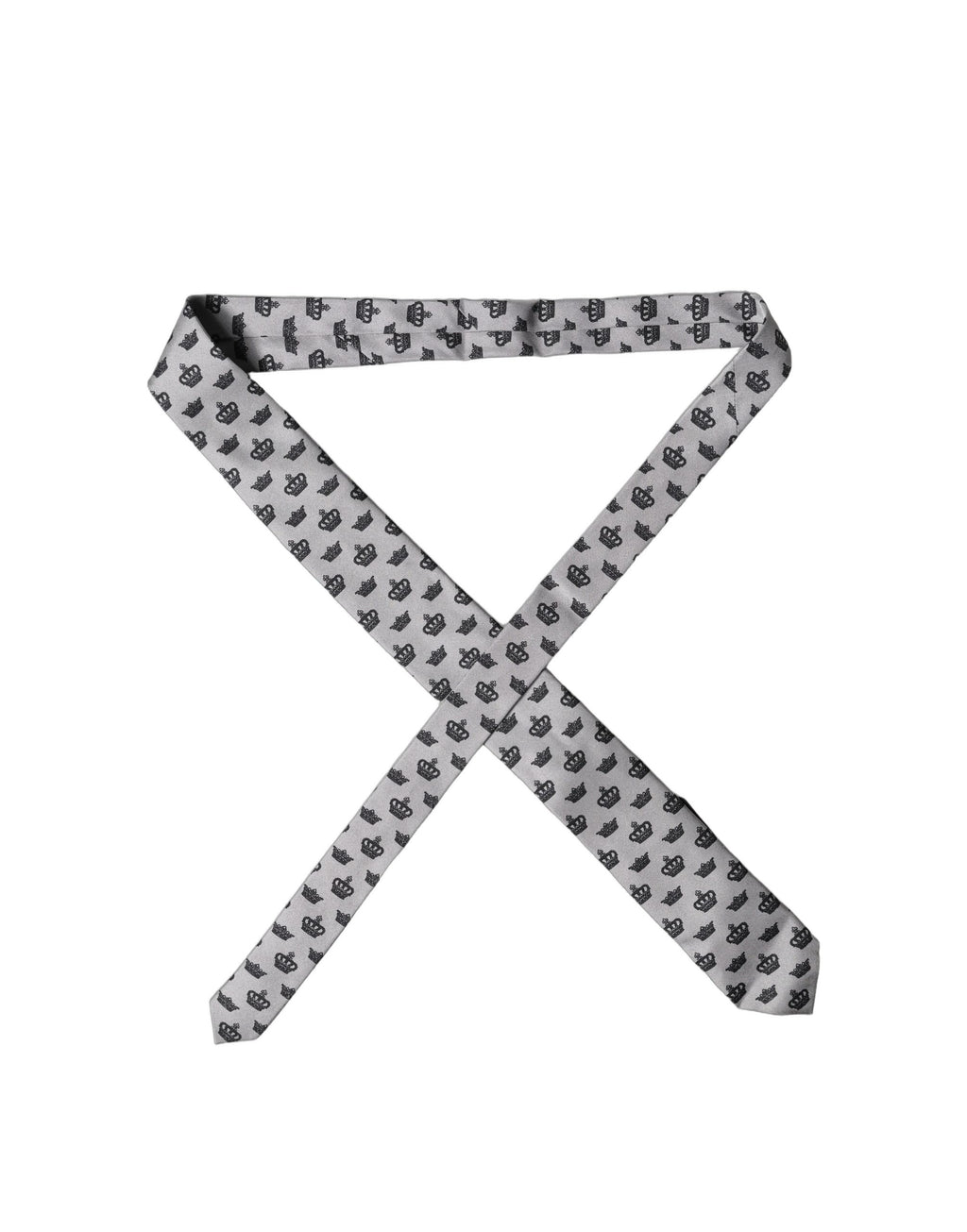 Dolce & Gabbana Gray Crown Fantasy Silk Adjustable Men Tied Necktie Tie