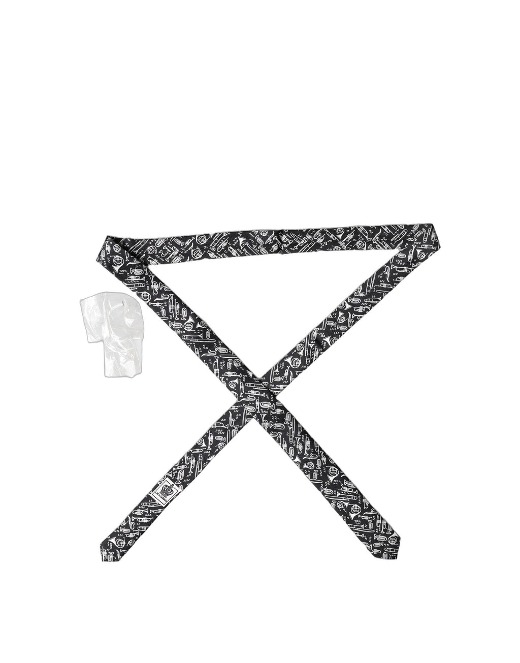Dolce & Gabbana Black Trumpet Print Silk Adjustable Men Tied Necktie Tie