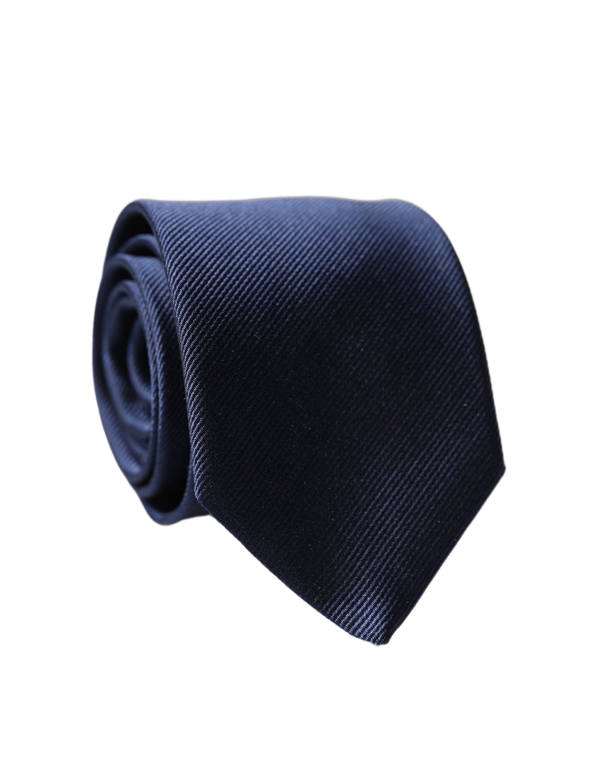 Dolce & Gabbana Navy Blue Solid 100% Silk Adjustable Men Necktie Tie