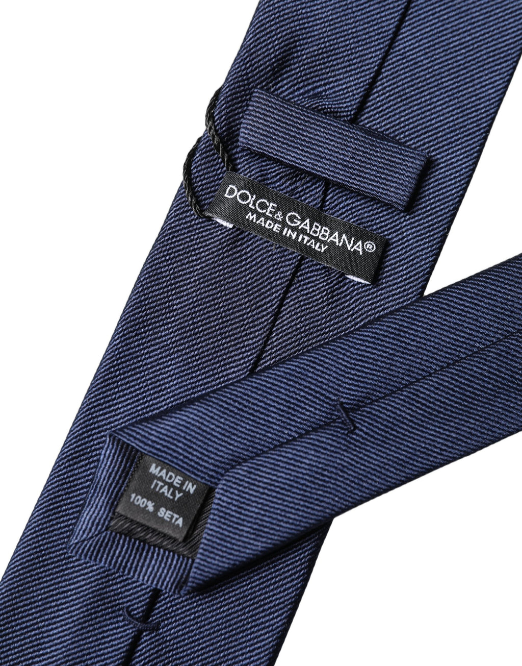 Dolce & Gabbana Navy Blue Solid 100% Silk Adjustable Men Necktie Tie