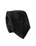 Dolce & Gabbana Black Floral Fantasy Silk Adjustable Men Tied Necktie Tie