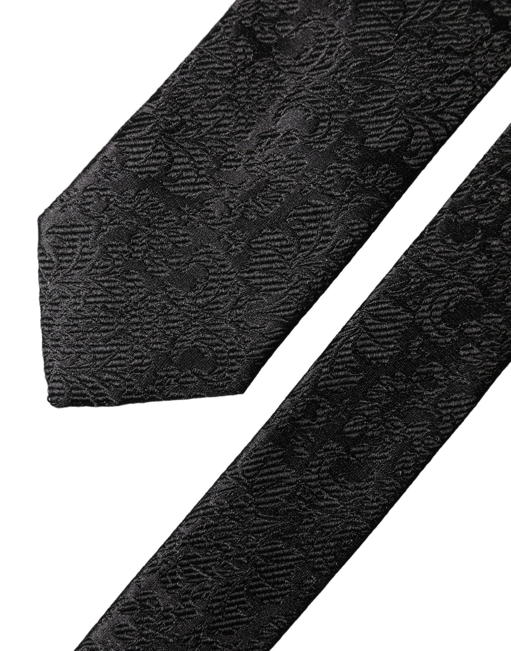 Dolce & Gabbana Black Floral Fantasy Silk Adjustable Men Tied Necktie Tie