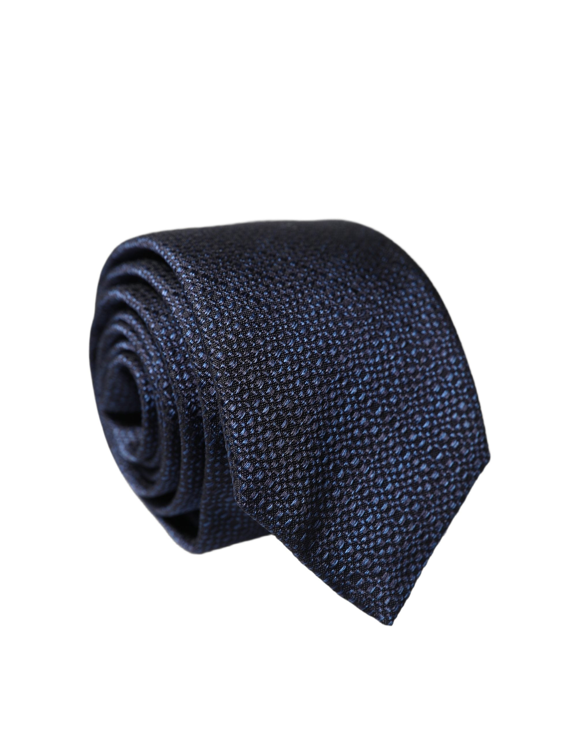 Dolce & Gabbana Navy Blue Textured Silk Adjustable Men Tied Necktie Tie