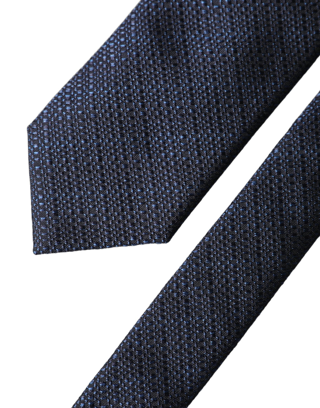 Dolce & Gabbana Navy Blue Textured Silk Adjustable Men Tied Necktie Tie